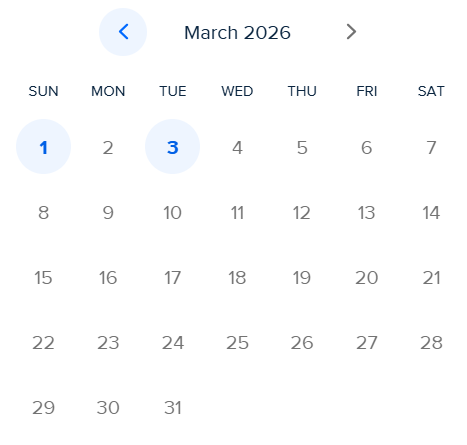 Available Dates for March